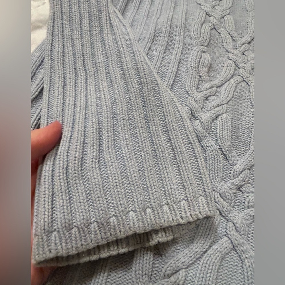 Vintage Gaddy Collection 100% Cotton Blue Cable Knit Turtleneck Sweater - Picture 6 of 11